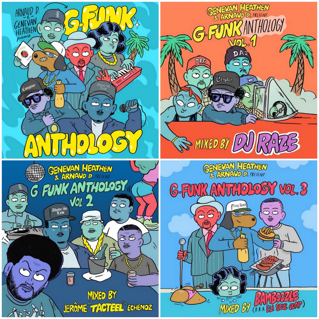 The Genevan Heathen presents G-Funk Anthology 10-volume free download mixtape series Vol. 1-3 DJ Raze Jerome Tacteel Echenoz Bamboozle Eli of Soul Clap